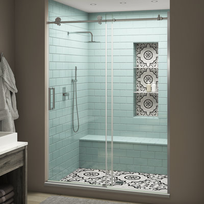 Coraline XL 60" W x 80" H Single Sliding Frameless Shower Door
