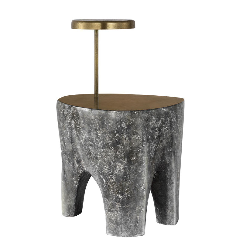 Anne-Marie Barton Lega 36" Sculpted Side Table Reading Floor Lamp in Eclipse with Museum Brass