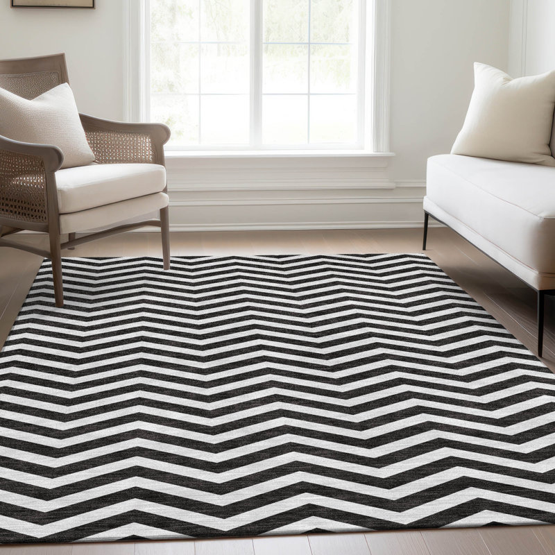 Tapis noir Prisco lavable à la machine de qualité supérieure, Rectangle 2 pi 6 po x 3 pi 10 po