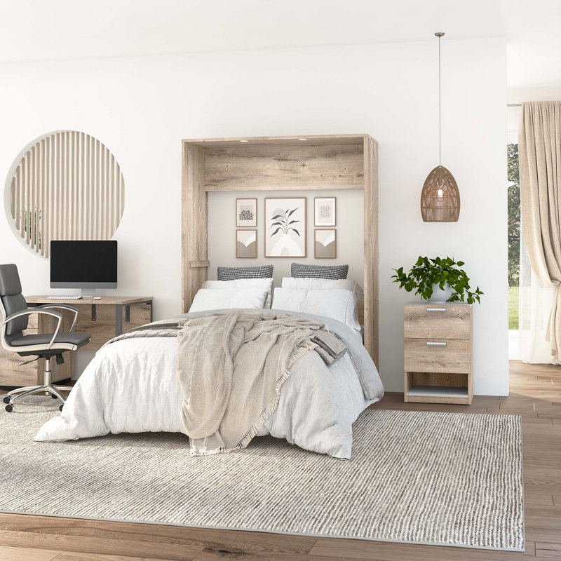 Osterman Murphy Bed, Full, Rustic Brown & White