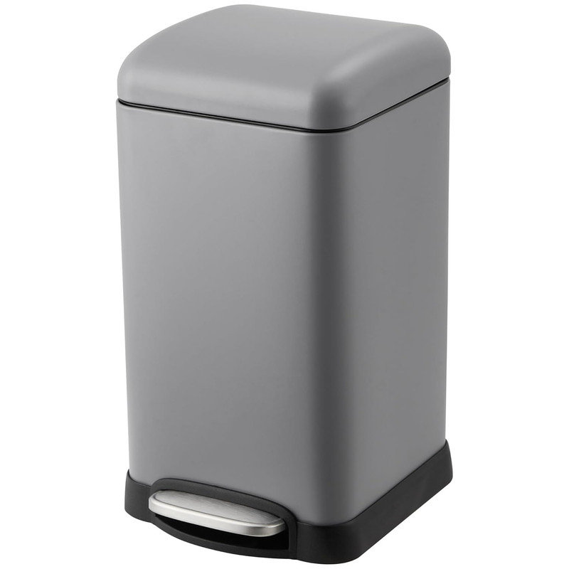 Poubelle de salle de bain avec couvercle, poubelle de cuisine en acier inoxydable de 12 litres, Gris