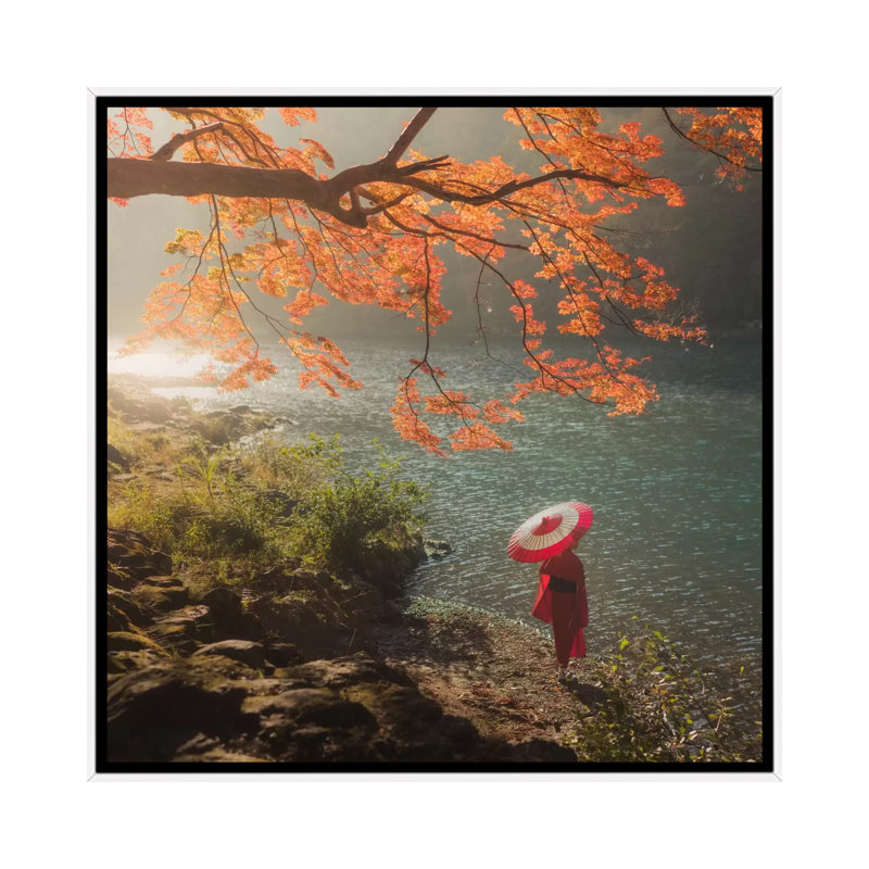 Autumn In Japan XVII by Daniel Kordan - Print on Canvas, 45.72 cm H x 45.72 cm W, White Framed