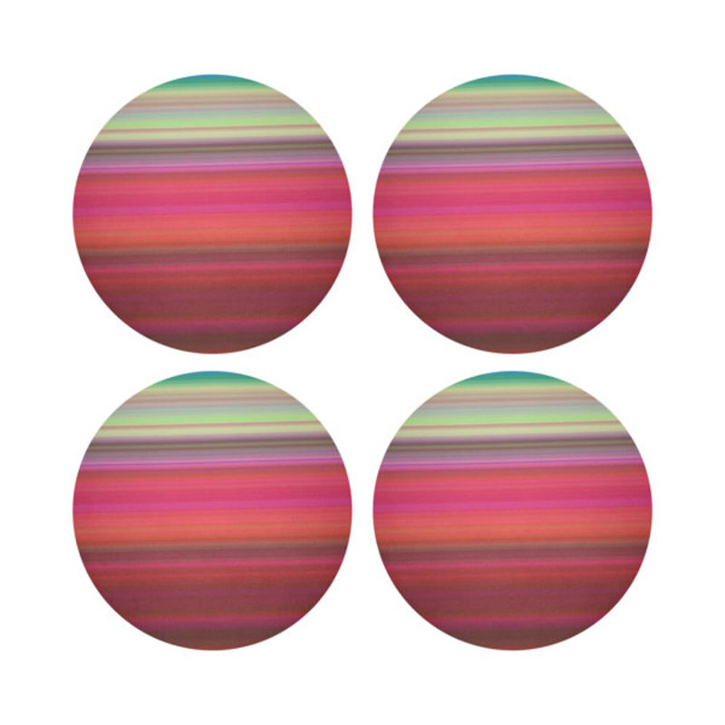 Gradient Red Vegan Leather Round Coasters, Red
