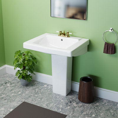 The Renovators Supply Inc. Vitreous China Square Bathroom Sink with Overflow