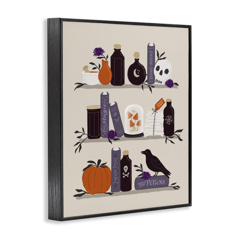Bibliothèque d'apothicaire avec giclée encadrée, design par Sandra Picco, H 20 po x l 16 po, Giclée encadrée noir minuit