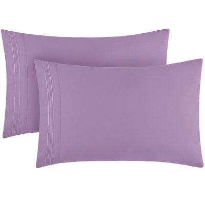 Mellanni 1800 Pillowcase Set 2 pc Set of 2 King Size Violet