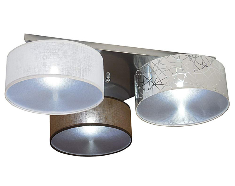 Pulley Fabric Semi Flush Mount, Silver/White/Brown