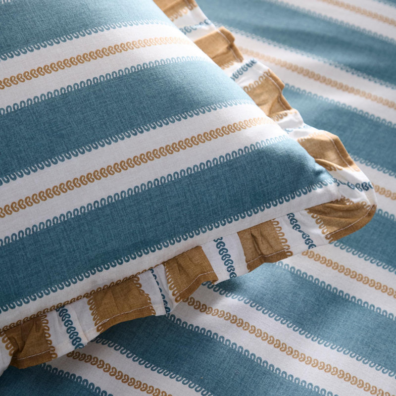Cotton Striped Duvet Cover Set with Pillowcases, King Duvet Cover + 2 Standard Pillowcases