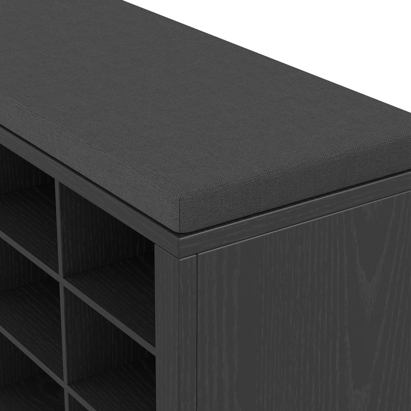 Banc de rangement pour chaussures 18 paires, banc de rangement pour hall d'entrée, Noir