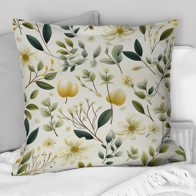 Floral Throw Pillow, 16" H x 16" W