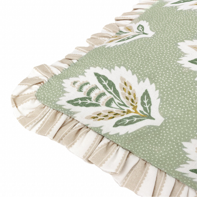 Sessile Leaf Floral Green Square Throw Pillow Cover