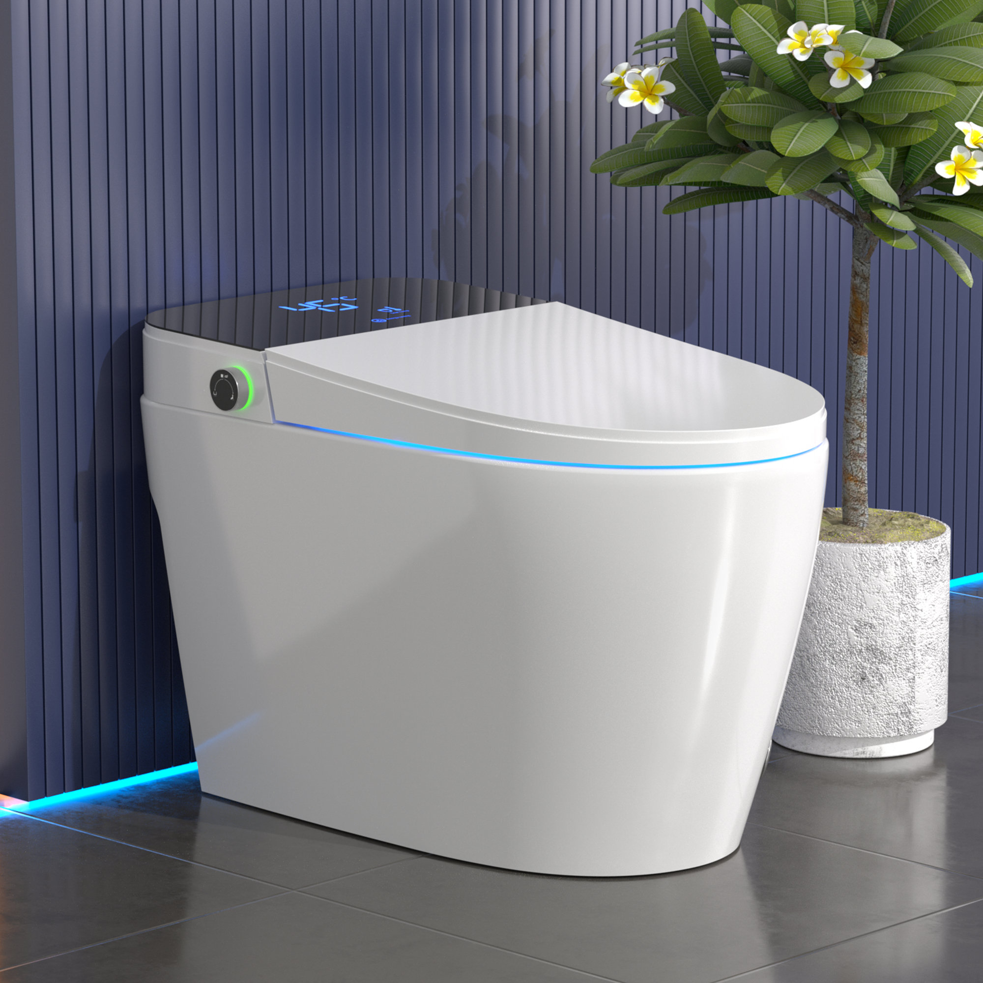 Abruzzo Elongated Smart Bidet Toilet in White with Heated Seat, Remote Control, and Dryer