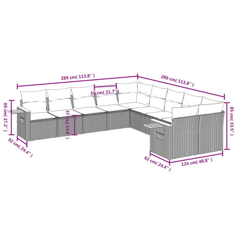 Vidaxl Garden Sofa Set Black, Cream White