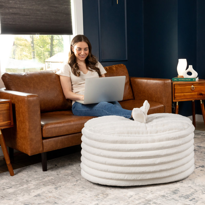 Repose-pieds Mercer41 Paran, Ivory, H 16 po x l 22 po x L 22 po