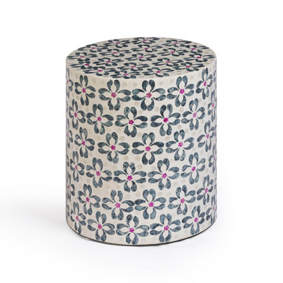 Tabouret Lorna à motif floral de coquille de Capiz turquoise