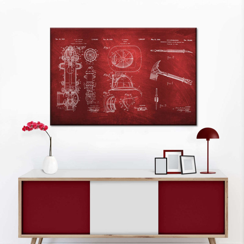 Firefighter Patents, reproduction sur toile, H 24 po x l 36 po