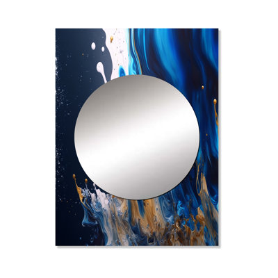 Vajilla Ice Paint Splash I - Abstract Spirals Decorative Wall Mirror, Modern Large Mirror, Printed Metal Art