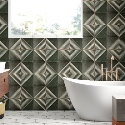 Kings Rombos Night 18" x 18" Ceramic Patterned Wall & Floor Tile