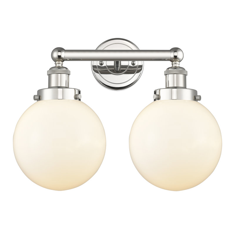 Alphonsa 2 - Light Dimmable Vanity Light, Matte White, Polished Nickel