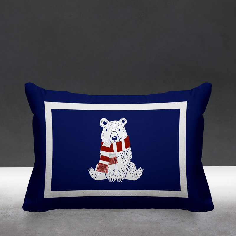 Coussin intérieur / extérieur Folk Christmas Bear, Bleu marine