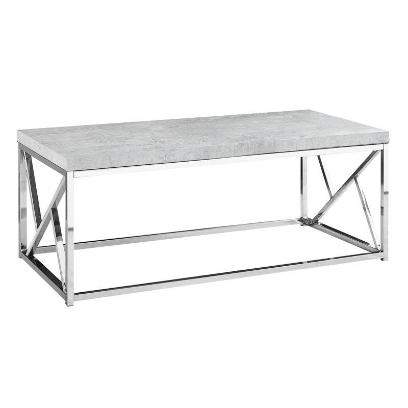 48"l Rectangular Coffee Table With Grey Laminate And Metal Construction Accent Top Legs