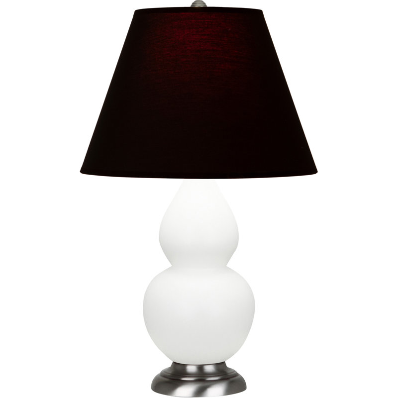 Petite lampe d'appoint à double gourde, Blanc mat / argent antique, Noir / Rouge