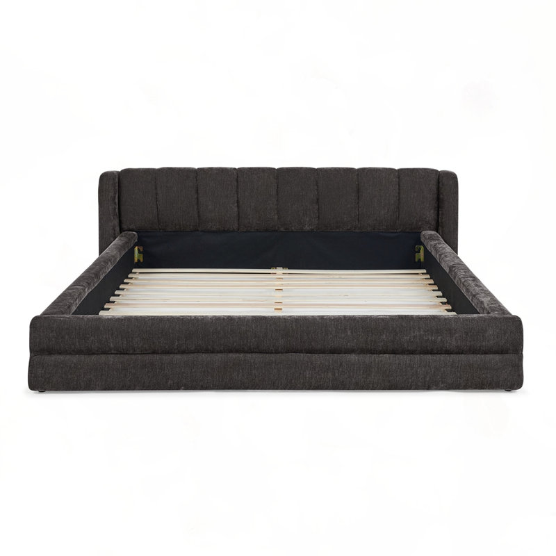Base de lit tapissier grand, Gris foncé