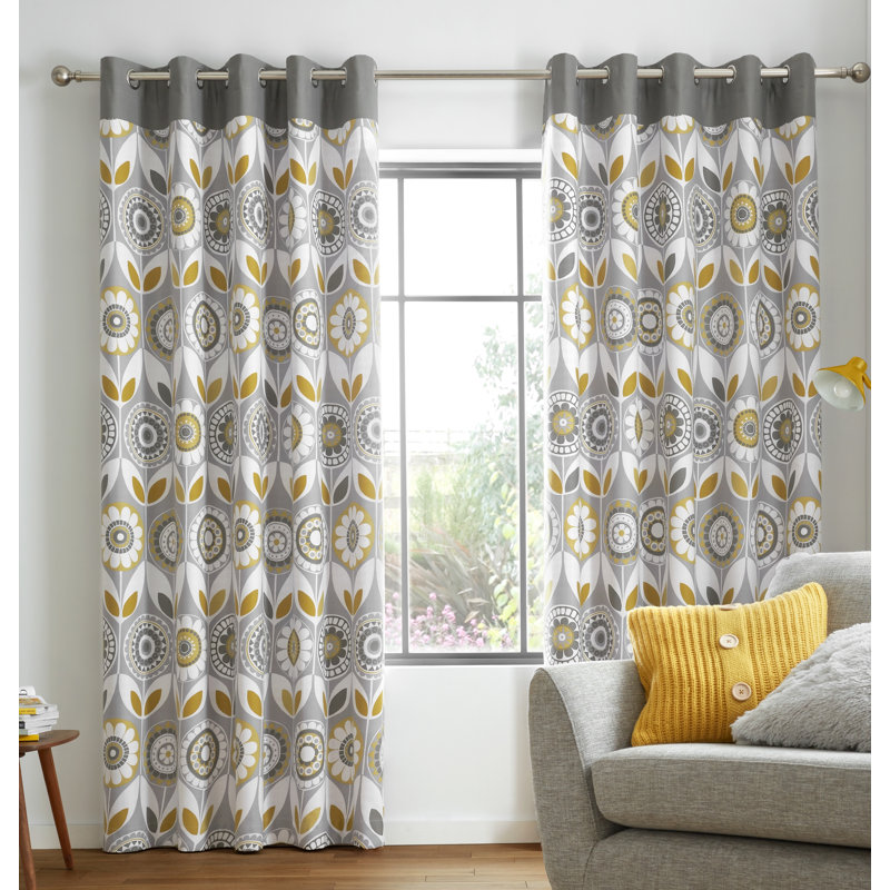 Annika Eyelet Room Darkening Curtains, 229 W x 229 D cm, Blush