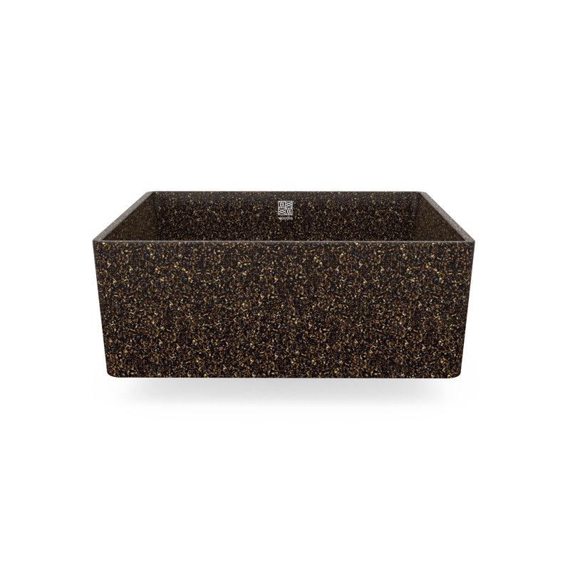 Woodio Cube40 15.748'' Wood Square Bathroom Sink, Root