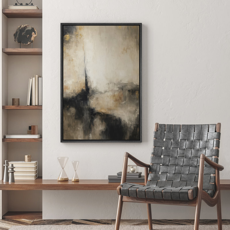 Reproduction d'art abstrait sur toile encadrée pour décoration intérieure moderne, Noir, H 24 po x l 16 po