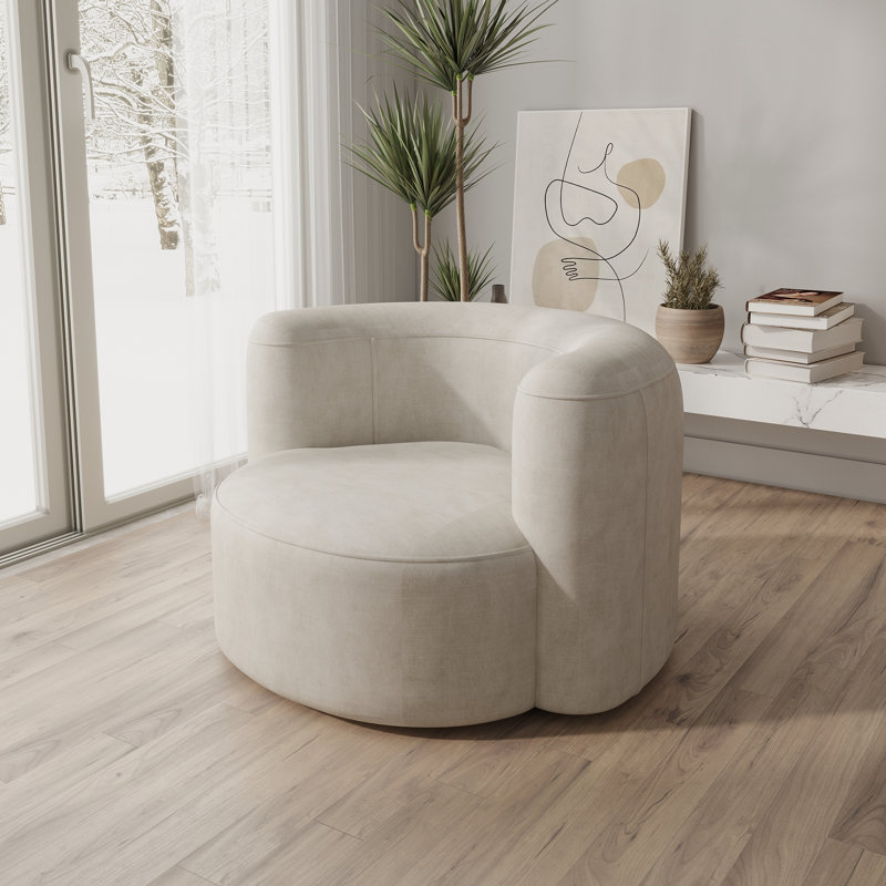 Fauteuil d'appoint à dossier courbé en velours, Cream, 2 Pack