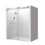 Porte de douche coulissante simple sans cadre à fermeture en douceur, verre trempé de 3/8 po (10 mm) avec revêtement facile à nettoyer