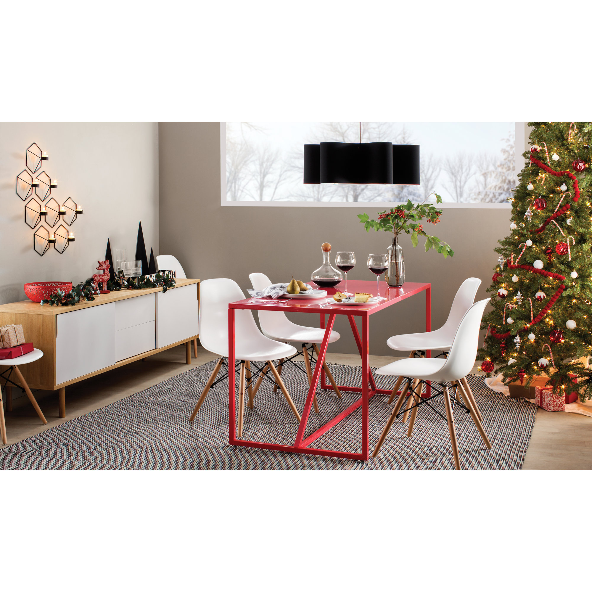 Strut Dining Table, 28" W x 56" L, Standard (29" Height), Oak