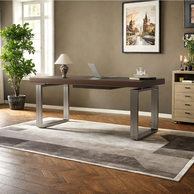 Bureau haut de gamme luxueux de style italien, Brun, H 29,53 po x l 70,87 po x P 29,53 po