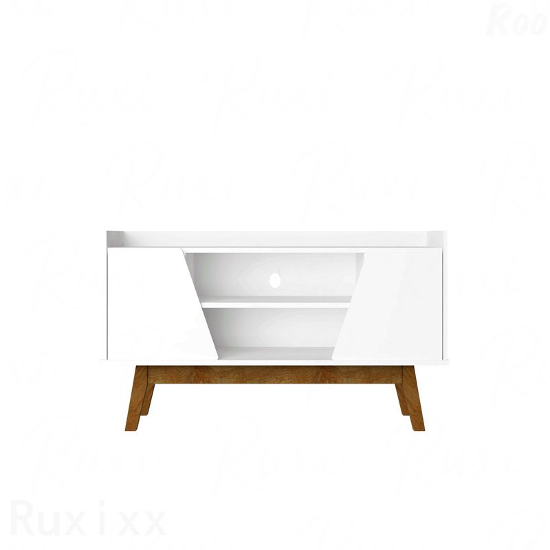 Meuble télé, blanc, Blanc/noyer