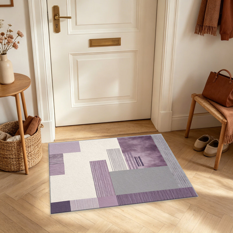 Geometric Blocks Purple carpet-easy to clean, machine-washable, soft and comfortable; suitable for door mats, kitchens, living rooms, bedrooms, corridors, and laundry areas. Easy to clean, durable carpet for home decoration.