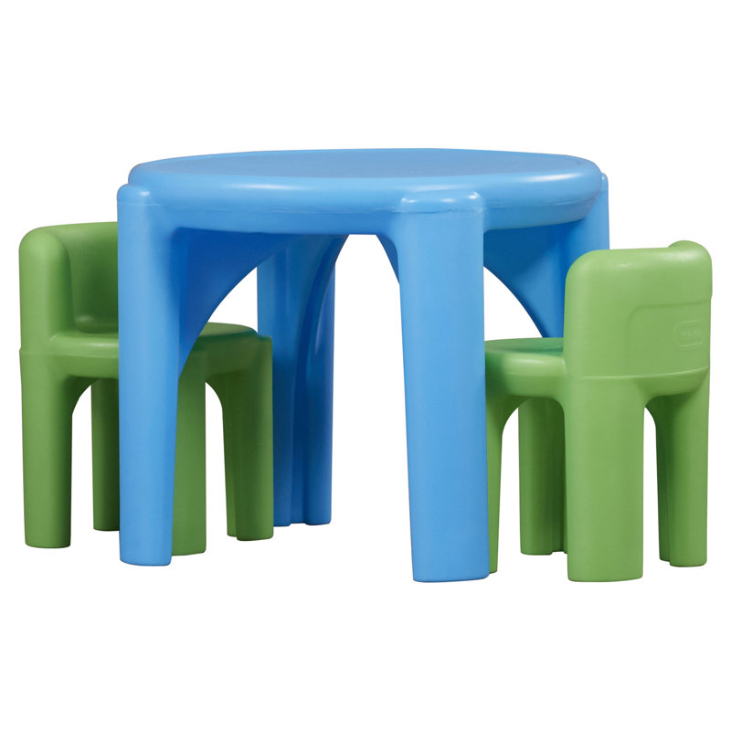 Kids 3 Piece Writing Table & Chair Set, Green / Blue