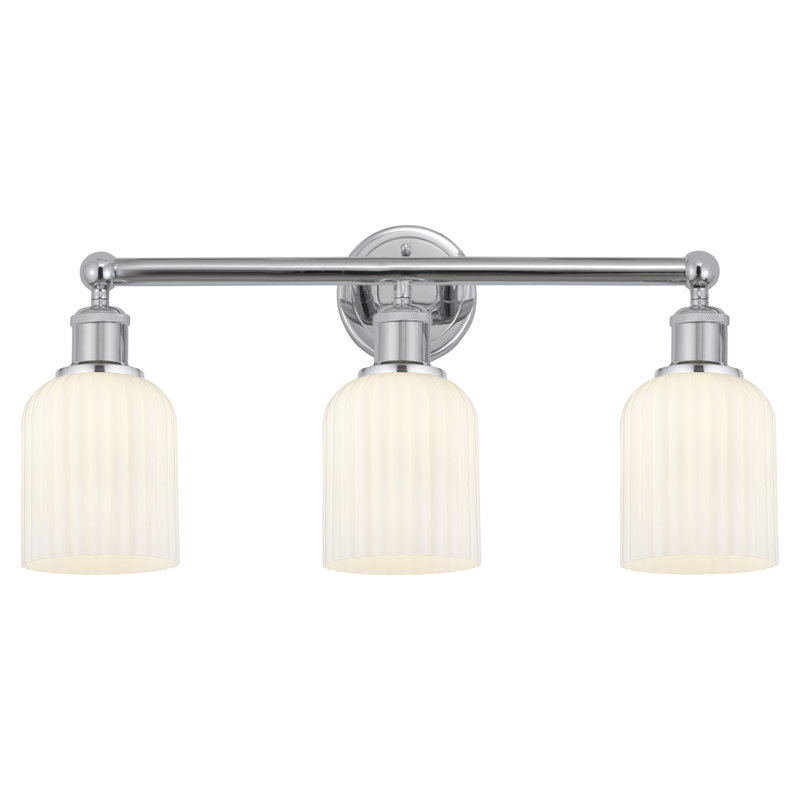 Abat-jour de salle de bain 3 lumières Edison Northgate, Chrome poli, Blanc
