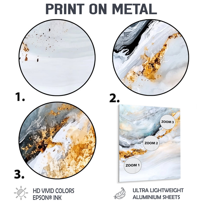 «Ethereal Dance Of Marble Ink II», art mural abstrait en métal, impression murale en marbre, H 40 po x l 30 po x P 0,84 po