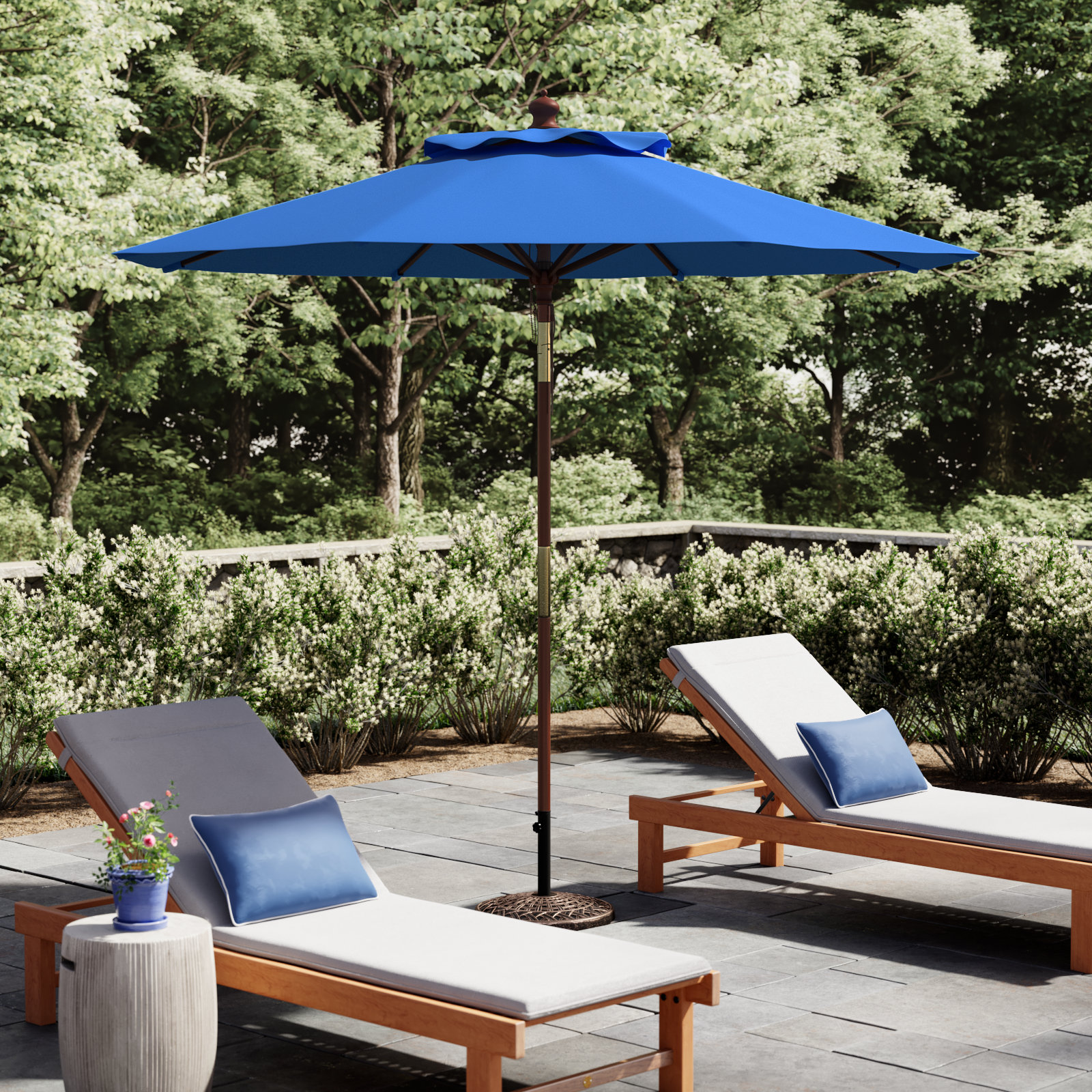 Aldan 8.8' Market Umbrella, Pacific Blue