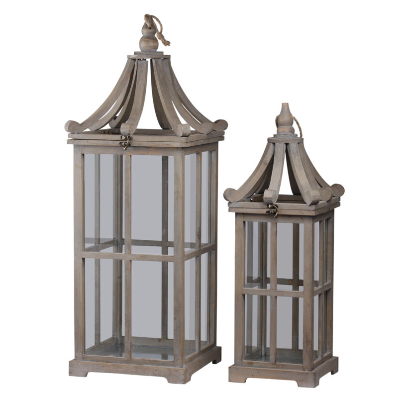 32'' H Wood Lantern