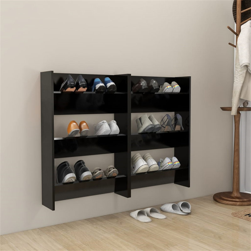 9 Pair Flip Down Shoe Storage, 90 cm H x 120 cm W x 18 cm D, Black