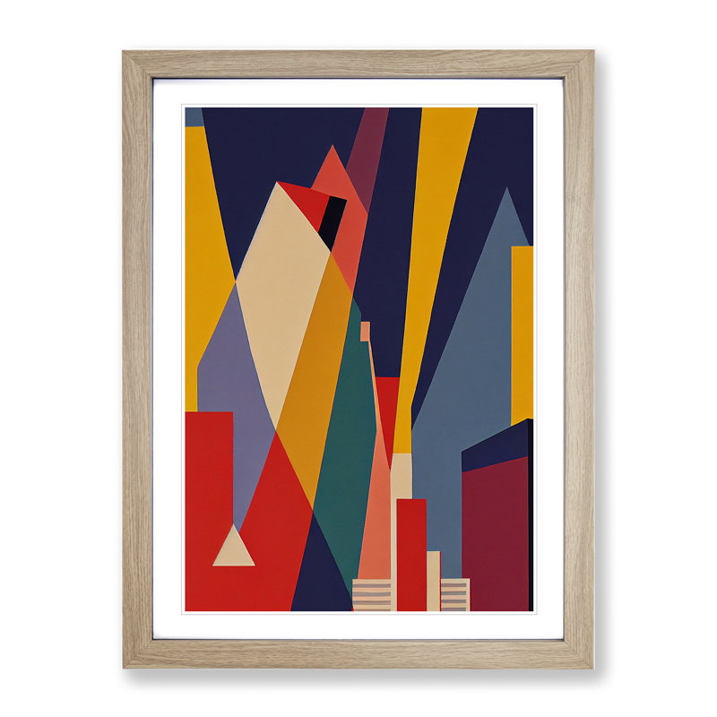 Unique Abstract Architecture No.2 - Single Picture Frame Print, 64cm H x 46cm W x 2cm D, Oak 