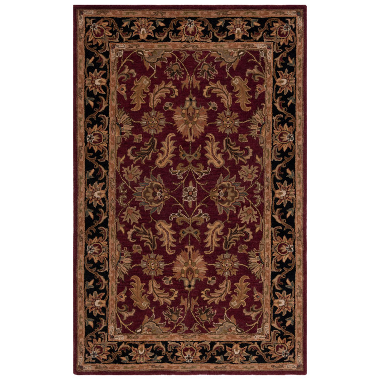 Tapis rouge / noir en laine touffeté à la main Cranmore