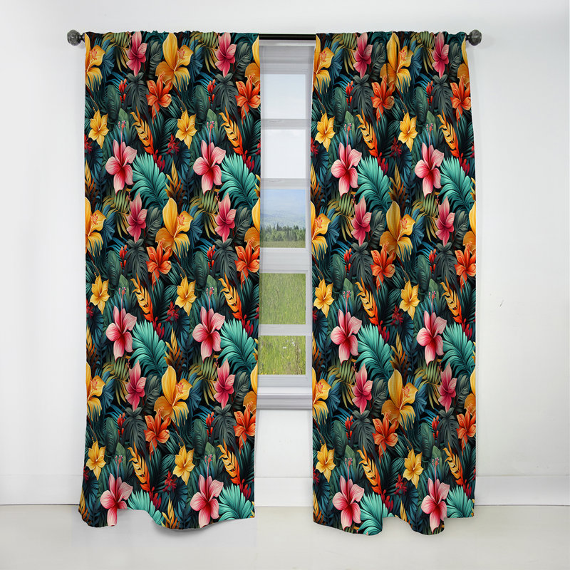 Tropic Dreams - motif tropical I - Rideau floral - Rideau occultant floral - 1 panneau, L 52 po x L 108 po