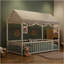 Structure de lit simple en métal de style Montessori, lit en forme de maison avec clôture pour enfants et tout-petits, assemblage facile, sans lattes, blanc-231027132-231027130