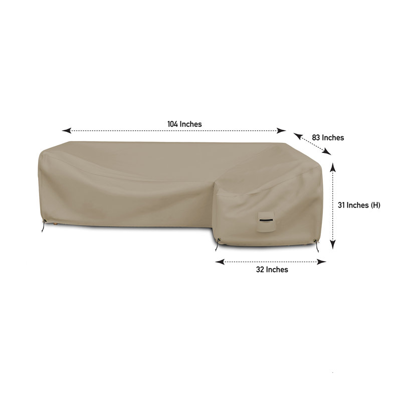 Kimbolton Heavy Duty Multipurpose Waterproof Patio Sectional Sofa Cover, Outdoor Couch Lounge Furniture Cover, Beige