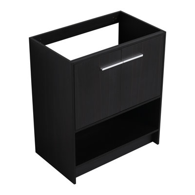 Meuble-lavabo sur pied de 30 po en chêne noir, armoire à 2 portes, contreplaqué, marque