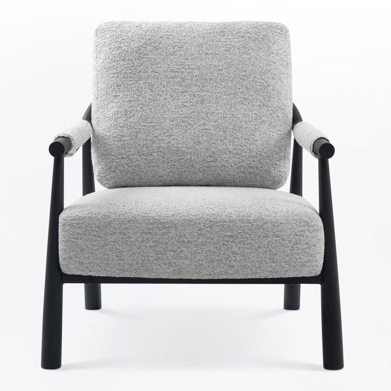 Boucle Accent Lounge Chair Plush Modern Armchair, White