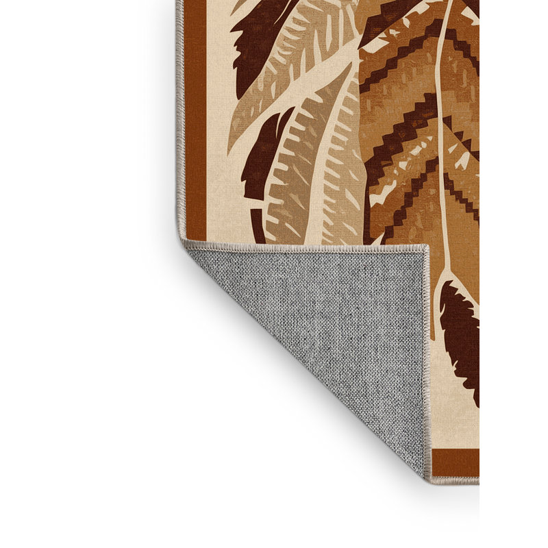 Tapis beige à motif de blocs bohémiens lavables à la machine - Reliure beige, 3 x 5